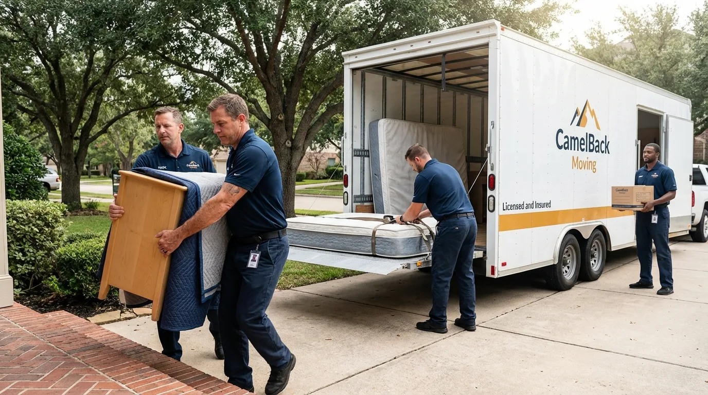 Crew loading residential truck for cross-state move from Lindsborg, KS