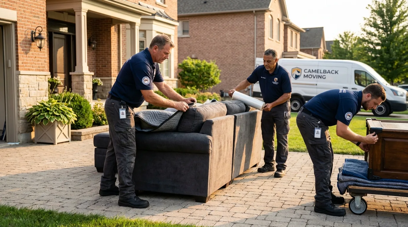 Large estate moving crew wrapping furniture in Lindsborg, KS